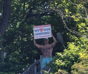 Laviolette takes a plunge in honor of L-Ss Class of 2020.