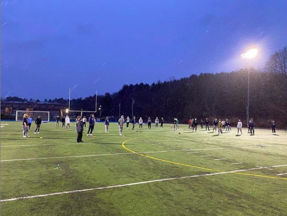 The Lincoln-Sudbury Football Team trains for their 2021 season. Photo Courtesy of @ls_warriors_football on Instagram. 