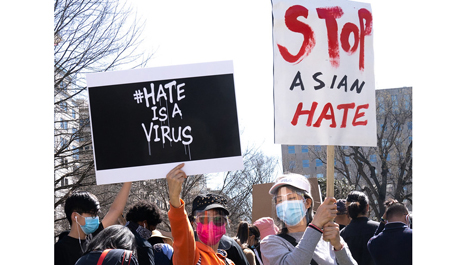 People protest against Anti-Asian sentiment in Washington, D.C. 